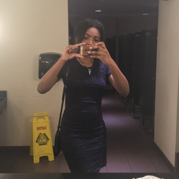 Bodycon Lace Dress, Dark Navy - Picture 1 of 4